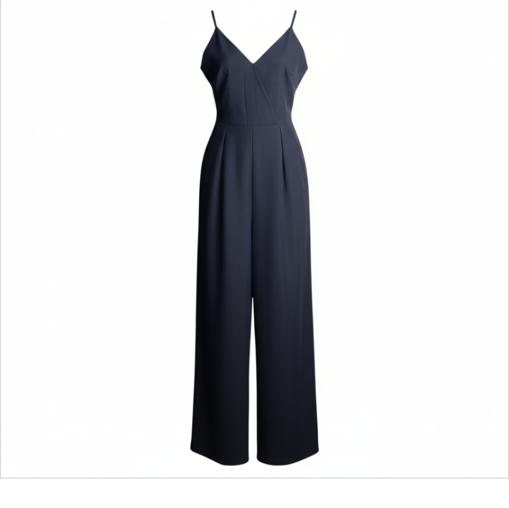 Women's Navy Blue Pants Jumpsuit With Adjustable Straps. (Size M)